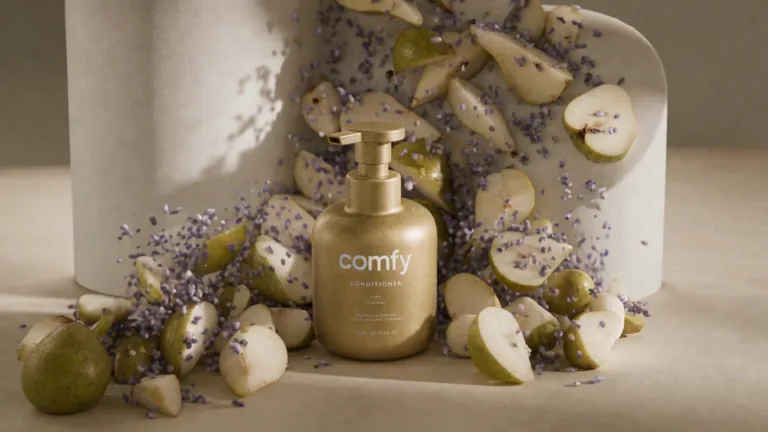 Generated product scene for the gold conditioner bottle
