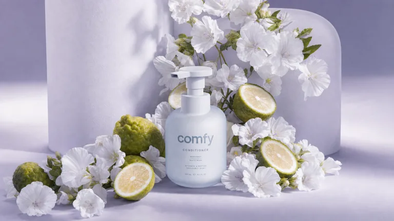 Generated product scene for the white conditioner bottle
