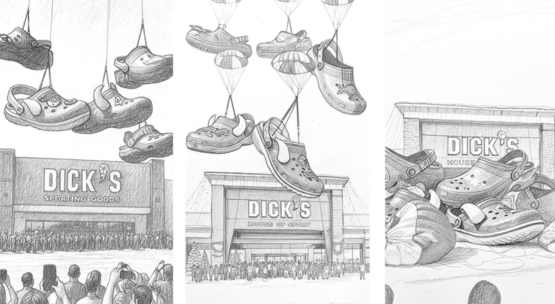 Storyboard grid for the Crocs x NFL holiday campaign