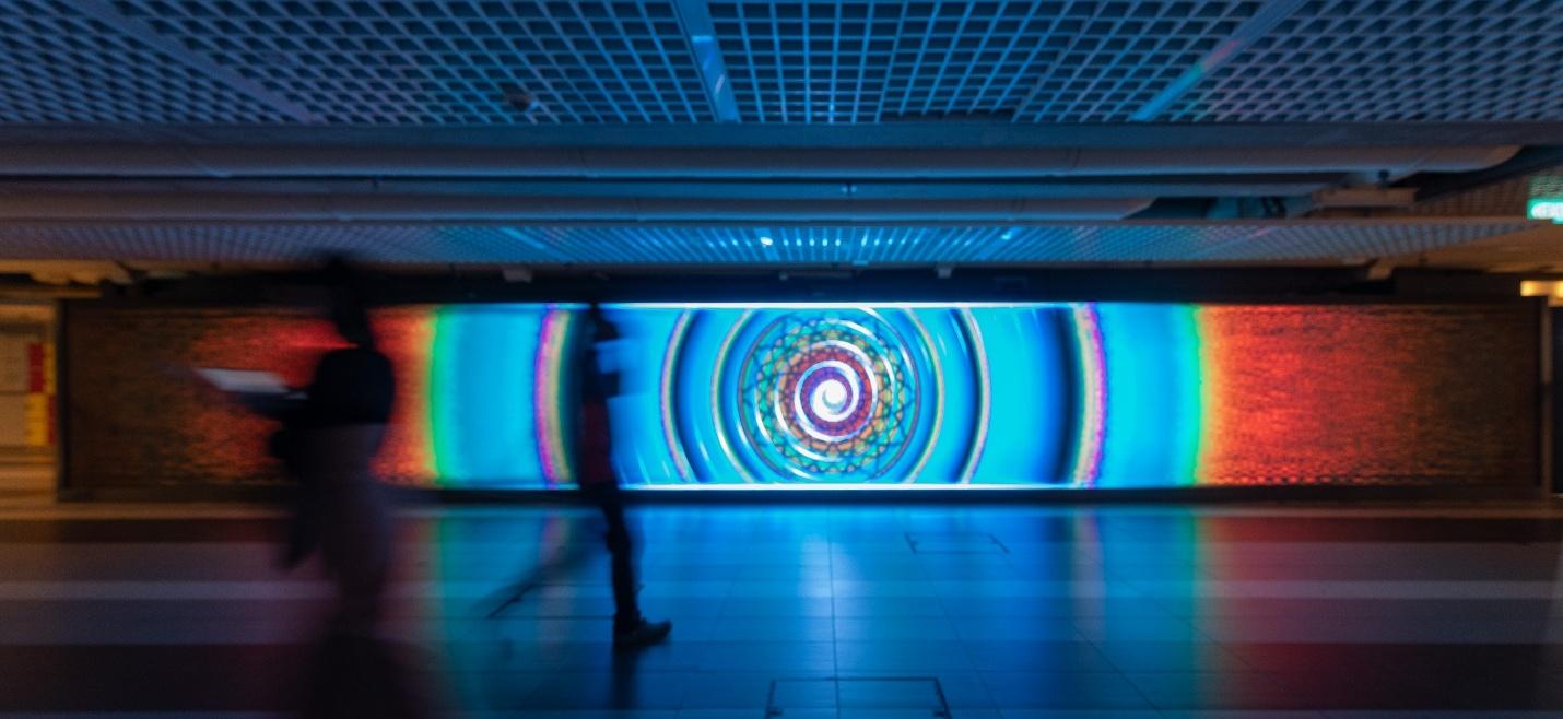 Quantum Logos (Vision Serpent) on the Media Art Nexus LED screen