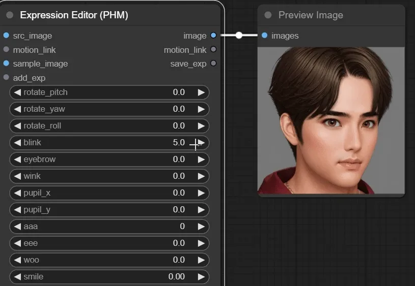 ComfyUI 表情编辑器节点，用于面部表情操控