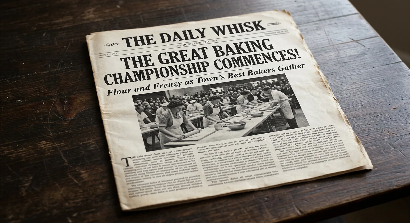 Vintage newspaper front page on a wooden table