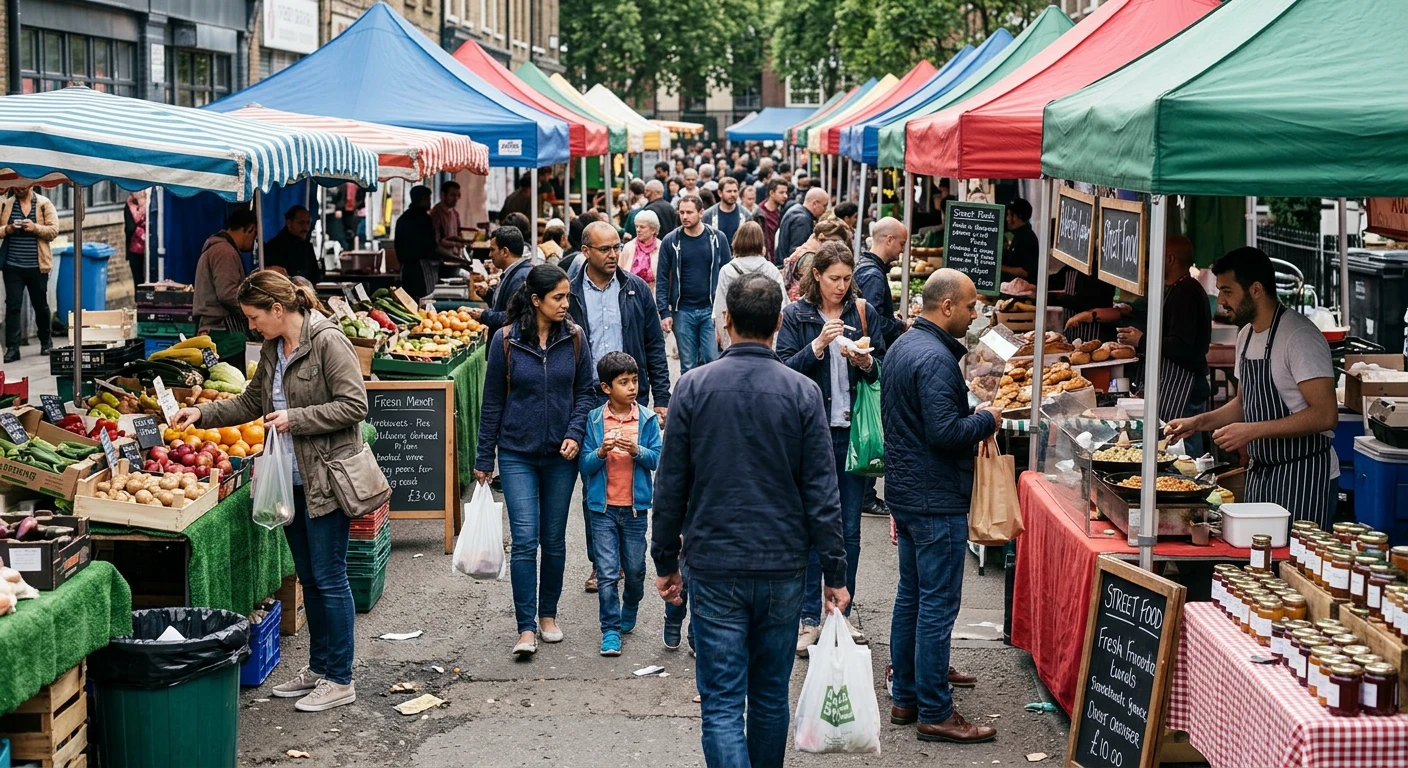Shoppers at a busy street market