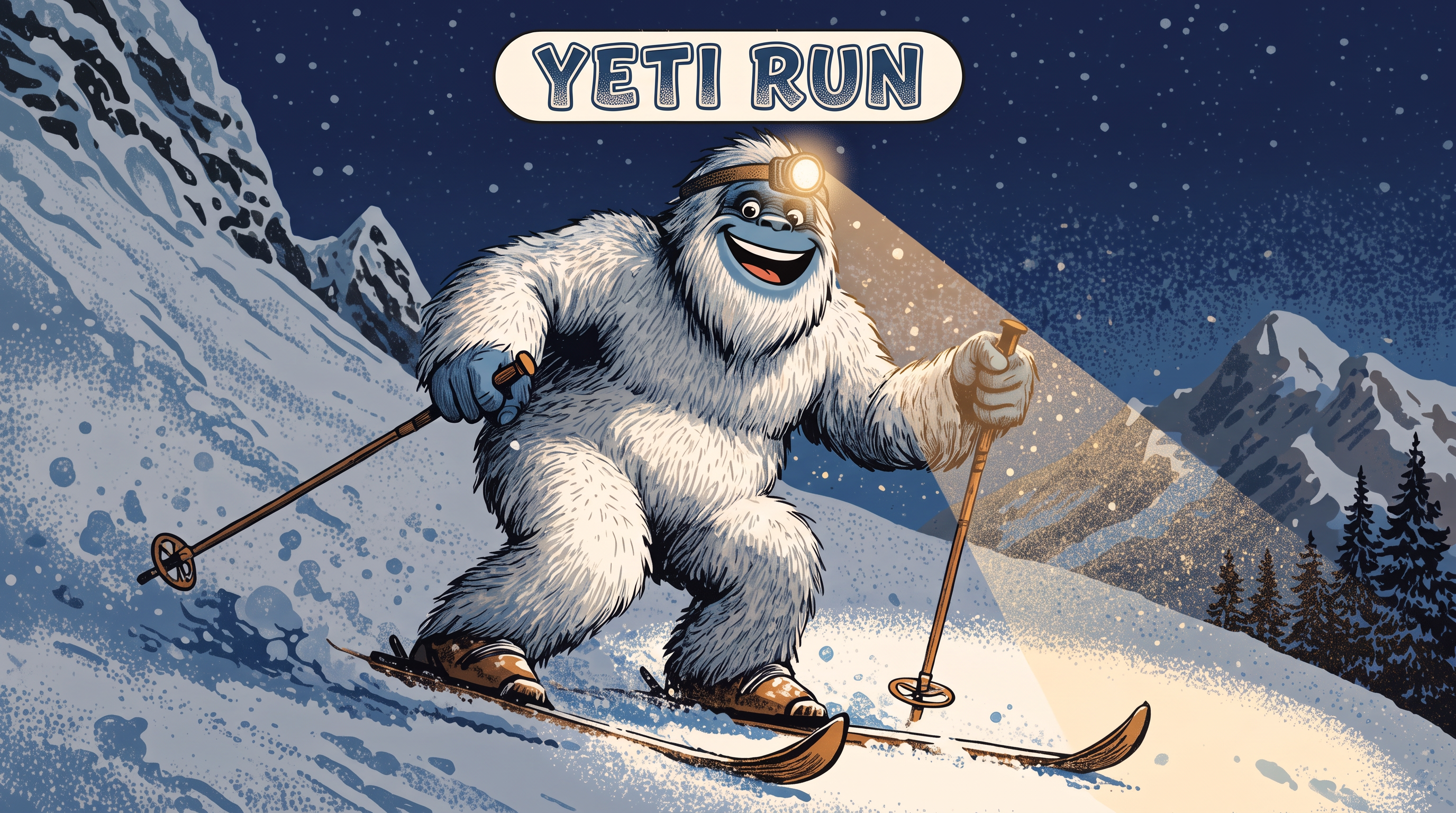 Nano Banana 2 Image Edit: Yeti night run poster